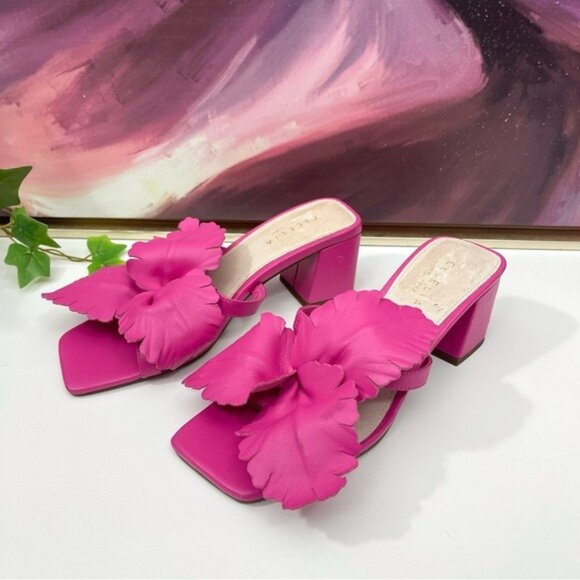 CECELIA NEW YORK Happy Leather Flower Slide Sandal in Magenta Size 6 - Picture 8 of 16